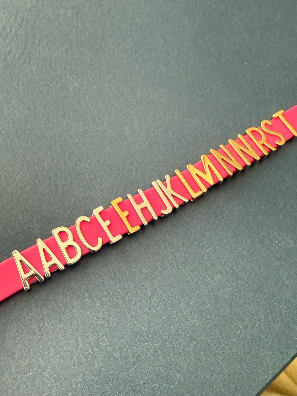 KEEP Collective Hot Pink Silicone Band with Gold & Silver Letter Charms